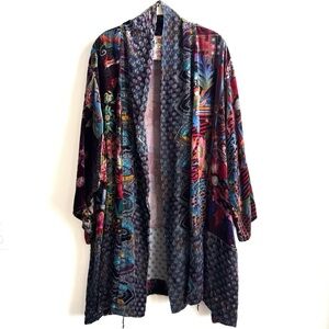 Johnny Was Kimono velvet floral and geometric burnout pattern - Size XL